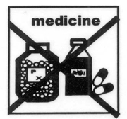 Medicines with an X across the image